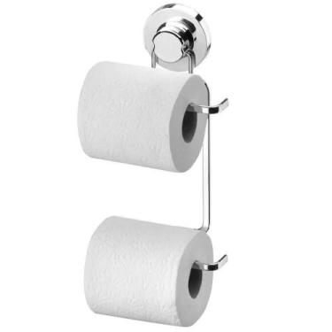 Imagem de Papeleira Dupla com Ventosa Porta Papel Higiênico Schmitt, Cromado