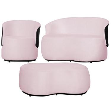 Imagem de Kit 1 Poltrona 1 Namoradeira e 1 Puff Grande Decorativo Estilo Orgânic