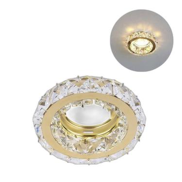 Imagem de Kit 11 Spot Cristal Dourado K9 Inox Embutir Redondo Mr16