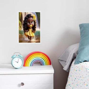 Imagem de Quadro Infantil Orixá Criança Oxum 24x18cm - com vidro - Quadros On-li