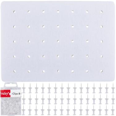 Imagem de GORGECRAFT Quadro de feltro autoadesivo de 24 x 36,5 cm, branco, removível, cortiça, aviso, mensagem alternativa, painéis de parede, quadro de avisos, quadro de avisos com 50 pinos para escritório,