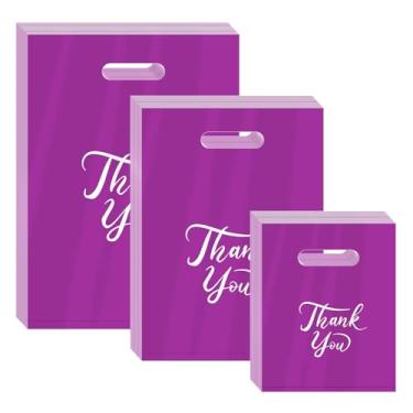 Imagem de 300 sacos de agradecimento para negócios pequenos, sacos de compras de plástico de 3 tamanhos para pequenas empresas, sacos de embalagem de presente com alças, sacos de mercadorias a granel para lojas