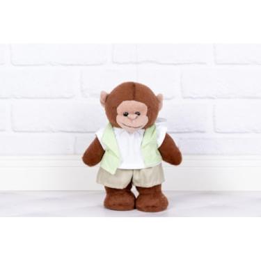 Imagem de PELUCIA SAFARI MACACO AMORE 20 CM, COLETE - PARA DECORAÇÃO (Colete xadrez de verde)