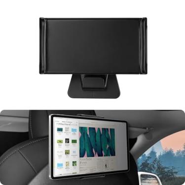 Imagem de BASENOR Suporte para tablet Tesla modelo Y modelo 3 modelo S modelo X LR/xadrez suporte para tablet encosto de cabeça para tablet, rotação de viagem ajustável de 360° Tesla acessórios de suporte para