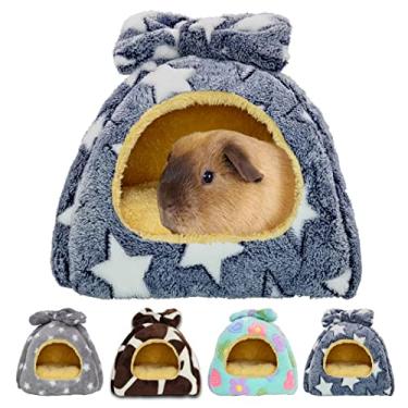 Imagem de GINIDEAR Cama de porquinho-da-índia, acessórios para casa de esconderijo de porquinho-da-índia, cama quente para animais pequenos, hamsters, chinchilas, coelhos anões, ouriços. G, Greystars