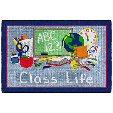Imagem de Flagship Carpets Tapete de área de vida de classe para aprendizado em casa ou tapete de sala de aula, quarto de crianças, tapete de sala de jogos para brincar e ler, 6 x 8 cm, azul