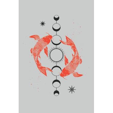 Imagem de Koi Carp Moon Phase Astrology Ying Yang Anti Stress Japan Fish Garden Pond: NOTEBOOK - Funny Japan Souvenier Fish Koi Gift, Gift Idea - A5 (6x9) - 120 ... Book, Sketch, Planner, Birthday, Funny, Sweet