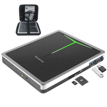 Imagem de Unidade externa de CD DVD 5 em 1 Guamar USB 3.0 USB C CD DVD Player Gravador de CD Gravador Disco Óptico para Laptop/Micbook/Windows/PC Suporta Cartão SD/Cartão TF/2 Transferências USB