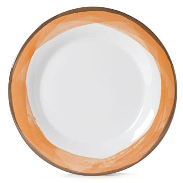 Imagem de GET WP-10-DW-KNO Prato de jantar de melamina, 26,7 cm, branco/laranja (conjunto de 12)