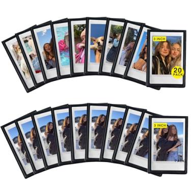 Imagem de CAIYOULE Pacote com 20 mini porta-retrato magnético de 7,6 cm para Fujifilm Instax Mini Polaroid filme instantâneo, moldura magnética para geladeira, porta-retratos para geladeira, escola, escritório