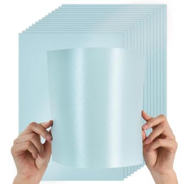 Imagem de BEISHIDA Papel para impressora A4 21,6 x 28 cm, papel para impressora de cartolina perolado azul em pó, 250 g/m² de espessura brilhante para convites, Cricut, projetos de arte DIY e material escolar