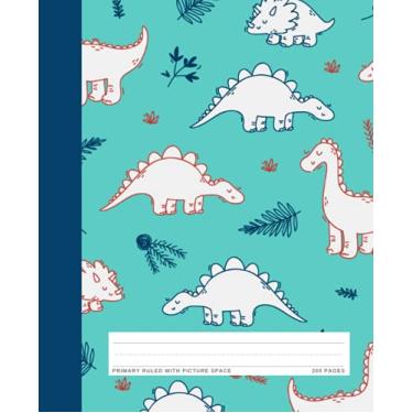 Imagem de Dinosaur Primary Composition Notebook with Picture Space: Blue Dinosaur Primary Composition Notebook with Picture Space, Dinosaur Composition Book for ... Primary Ruled Pages with Picture Space