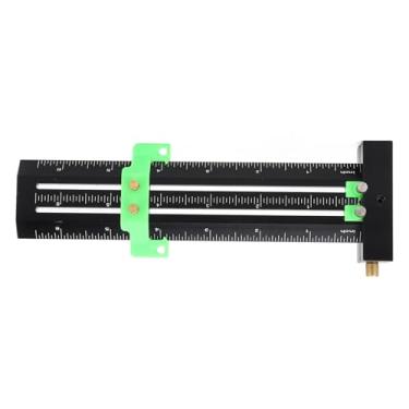 Imagem de Régua para Carpintaria, 6in Linha Dupla para Carpintaria Com Bloco de Limite, Ferramenta de Marcação Vertical Paralela, Régua Deslizante de Bolso de Liga de Alumínio (Verde)