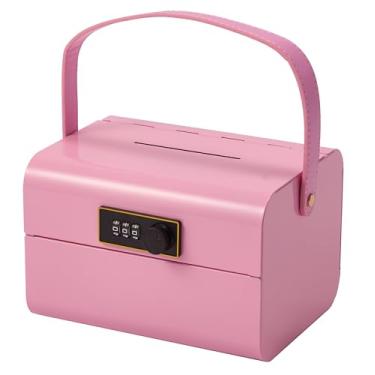 Imagem de SUMERUZ SAFEMini cofre com cadeado – Cofre para dinheiro e caixa de segurança para crianças, pequeno cofre de segurança de metal para dinheiro, joias e objetos de valor, organizador de armazenamento