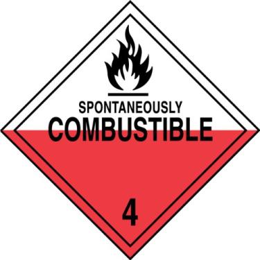 Imagem de Accuform MPL403VS10 Placa adesiva de vinil classe 4 DOT Placard, legenda "Spontaneously Combustible 10.2 cm com gráfico, 26 cm de largura x 26 cm de comprimento, preto em branco/vermelho (pacote com