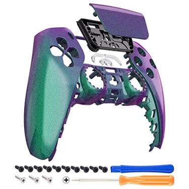 Imagem de eXtremeRate Cameleon Capa frontal para touchpad verde roxo para controle PS5, capa de substituição DIY para controle DualSense 5, capa de toque personalizada para controle Playstation 5