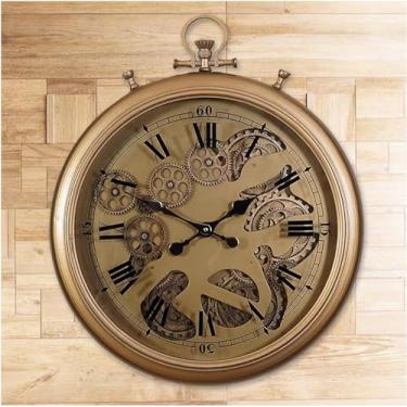 Imagem de Relógio de parede de engrenagem móvel real de 53 cm, relógio de parede vintage industrial steampunk estético, arte de decoração de casa, relógio de parede numeral romano, relógio de parede de metal