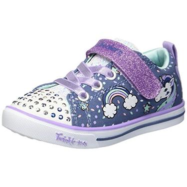 Imagem de Tênis infantil Skechers Sparkle Lite-Unicorn Craze, Denim/Lavender, 1 Little Kid