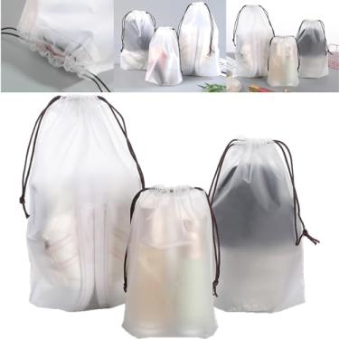 Imagem de Boxonly Sacos de plástico transparente com cordão – Bolsa PEVA impermeável para viagem...