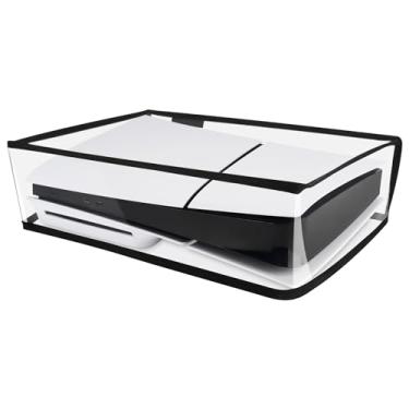 Imagem de PlayVital Capa contra poeira horizontal para ps5 Slim Disc Edition (o novo design menor), capa protetora transparente à prova de poeira à prova d'água para console ps5 Slim