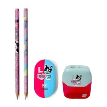 Imagem de Kit Lápis HB Rebecca Bonbon C/ Borracha E Apontador 2 Furos Escolar - 