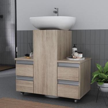 Imagem de Gabinete Banheiro Armario COLUNA com gavetas e rodinhas - MOVEIS JOIA,