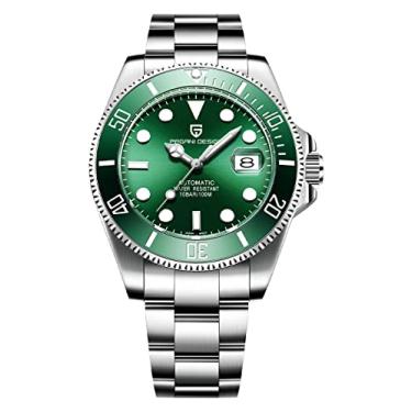Imagem de Relógio masculino Pagani Design 42 mm automático NH35 relógio mecânico de aço inoxidável à prova d'água para mergulho, Prateado, verde, lazer esportes moda negócios