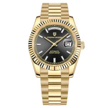 Imagem de Pagani Design Relógio Automático Masculino, Movimento NH36A Relógio Mecânico Masculino DD40 AR Vidro de Safira 100 Metros Resistente à Água Relógio Esportivo Clássico Casual Masculino PD-1783, Ouro - Preto AT-1783