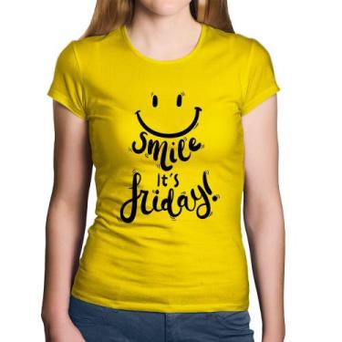 Imagem de Baby Look Algodão Smile, It's Friday! - Foca na Moda, Amarelo, P