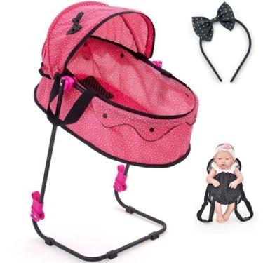 Imagem de Berço De Boneca Ninar Bebê Reborn Milan com Bolsa e Canguru - Sag Toys