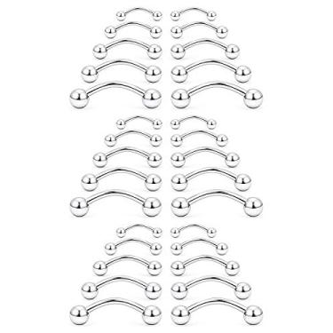 Imagem de SCERRRING 18 – 30 peças Brincos de aço inoxidável 14 g de haxix de sobrancelha Tragus Helix Rook Daith língua de barriga piercing de lábio barra com bolas de piercing corporal joia 8 – 16 mm