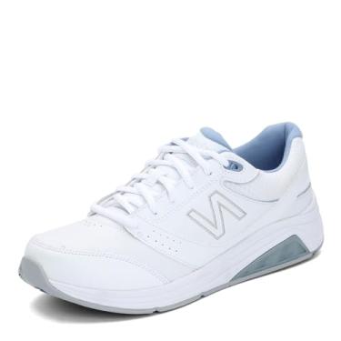 Imagem de New Balance Tênis feminino de caminhada com cadarço 928 V3, branco/azul, 8.5 Narrow
