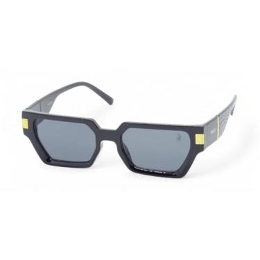 Imagem de Óculos de Sol Unissex Polo London Club, design Quadrado com Lente Proteção UV400 - Kit contém Case Couro ECO (Preto)