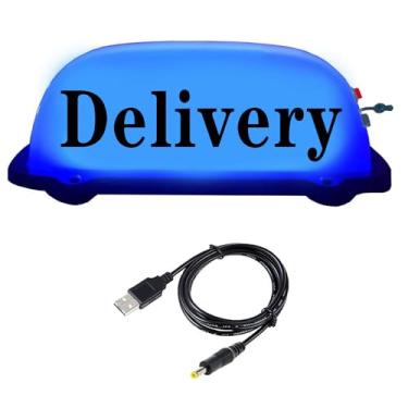 Imagem de ABUKALIXIN Luzes indicadoras de sinal de entrega, lâmpada de bateria de lítio recarregável, teto de carro, táxi, luz LED, base magnética (AZUL)