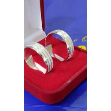 Imagem de Par Alianças Casal Prata 950 Namoro ,Compromisso, Noivado 7 mm Maciaça