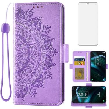 Imagem de Asuwish Capa de telefone para TCL Stylus 5G 2022 capa carteira protetora de tela de vidro temperado suporte de cartão de crédito bolsa flip alça de pulso suporte fólio celular acessórios TLC Stylo G5