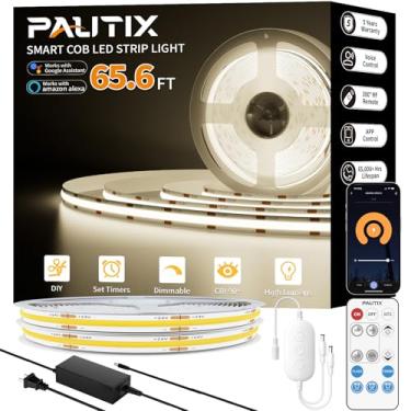 Imagem de PAUTIX Fita De Led Cob De 65,6 Pés/20 M, Funciona Com Alexa/Google Assistant, 9600 Leds Branco Natural 4000K, Cri93+ Superbrilhante E Alto Lúmen, Fita De Led Flexível Regulável De 24 V, Para Ilumina