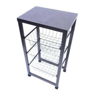 Imagem de Fruteira de Chão Para Cozinha 3 Andares Texturizada Master