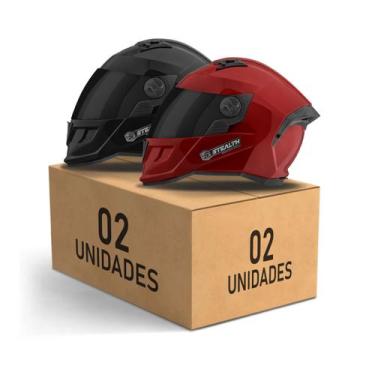 Imagem de Kit 2 Capacetes Fechados Stealth Solid Brilhante Viseira Fumê Feminino
