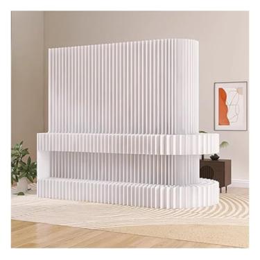 Imagem de Biombos e Divisórias Divisória De Ambiente Portátil Dobrável Com Prateleiras, Tela De Privacidade Leve E Flexível, Divisória De Parede Decorativa Para Sala De Estar, Quarto, Escritório(L 150x h 220 cm