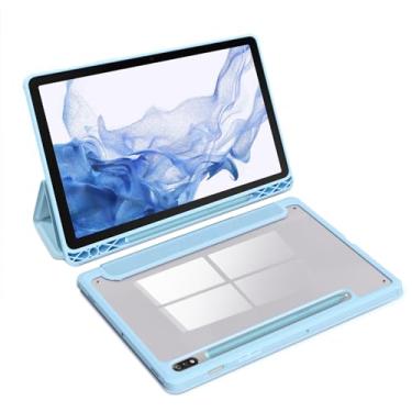 Imagem de SSS·GRGB Capa para Samsung Galaxy Tab S8 2022/Tab S7 2020 de 11 polegadas (SM-X700/X706/T870/T875/T878) com suporte S Pen, parte traseira transparente de PC, capa protetora com suporte de três dobras,