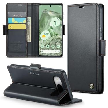 Imagem de Phernykas Capa carteira para Pixel 8A com suporte para cartão, fecho magnético com bloqueio de RFID, à prova de choque, capa protetora de couro PU para Google Pixel 8A - preta