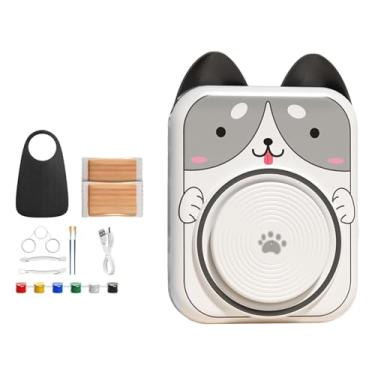 Imagem de Colaxi Mini Roda de cerâmica infantil, fabricante de diy, kit de pintura de modelagem de pigmentos, ferramentas de escultura para artesanato, meninos, em Forma de Cachorro