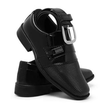 Imagem de Kit Sapato Social Infantil Bico Quadrado Com Cinto Confortavel-Masculino