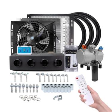 Imagem de 12V 24V Universal 4 Furos Auto Compressor de Ar Condicionado Elétrico Compatível com Carro Van Street Rod Hot Classic AC Condicionador(Single Cool 12V)