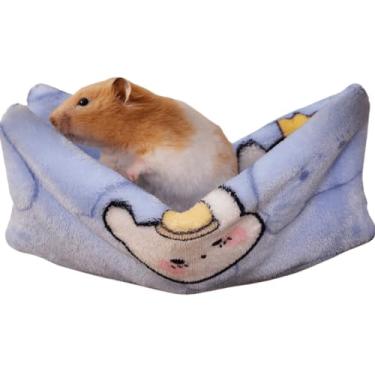 Imagem de Copfeu Rede de porquinho-da-índia ampliada, acessórios para gaiola de porquinho-da-índia rede macia para pendurar para animais pequenos que se escondem dormindo, ajustável (azul, grande)