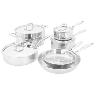 Imagem de Conjunto de Panelas e Frigideiras Antiaderentes de Aço Inoxidável 3 Camadas, 10 Peças, HENCKELS 1020861, Prateado