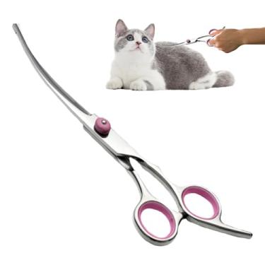 Imagem de Tesoura de cabelo para cães para cuidar da tesoura de cães curvos | Aparando tesoura de cabelo Curvo Stainless Steel Dog Trimmer,Ferramenta de animal de estimação de segurança com dicas de redondos te