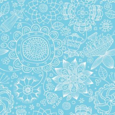 Imagem de Papel De Parede Adesivo Lavável Mandala Azul Turquesa 10m