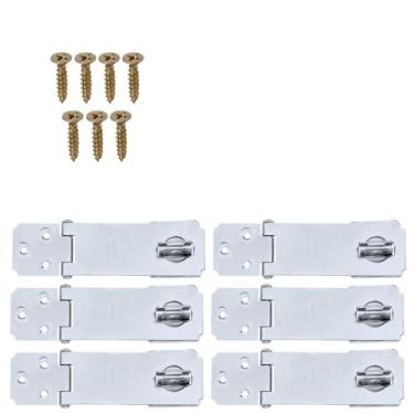 Imagem de Dobradiça Porta Cadeado Fecho Trinco Zincado 3,5" Para Portão Gaveta Armário | Silvana | Kit 06 Un